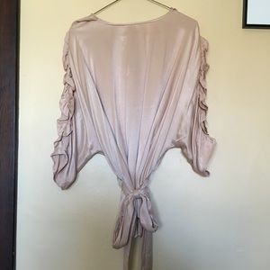 H&M Ruffle Sleeve Tie Blouse